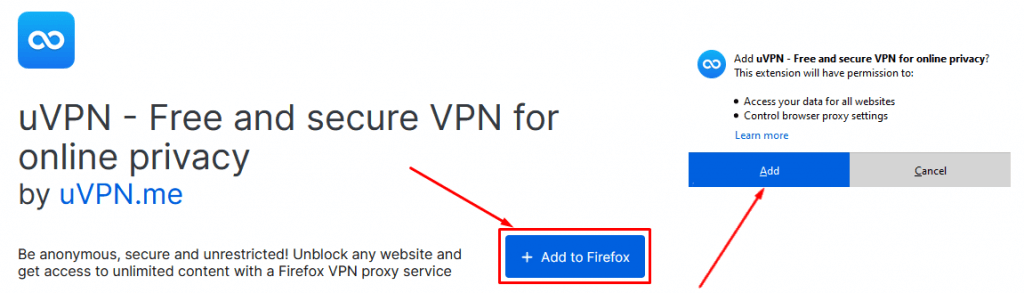 Adding uVPN to Firefox